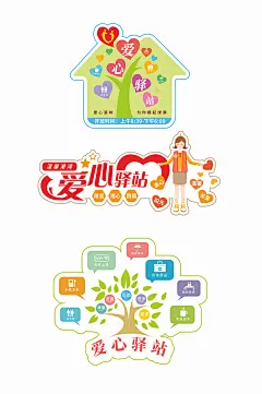 卡通爱心驿站服务站导视牌门牌-众图网