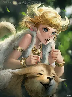 cghub.com里的可爱精灵古怪女孩和小兽_CGwall原画网