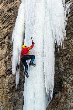 极限运动,攀冰,寒冷,运动,顶部,雪,瀑布,岩石,户外,危险