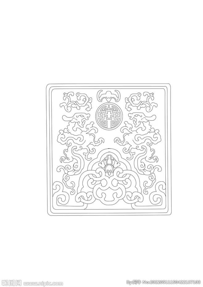 清早期夔龙纹-花瓣网