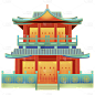 手绘-传统中国风建筑贴纸8