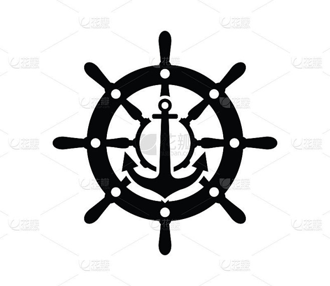 船锚图标，矢量插图