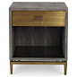 Craig Modern Classic Charcoal Faux Shagreen Brass Nightstand | Kathy Kuo Home