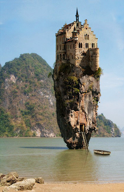 想去这里旅行：岩石上的城堡，爱尔兰 都柏...