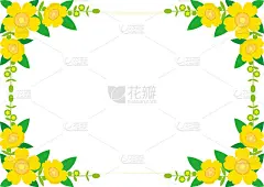 双头金丝桃黄花边框背景
