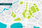 Colored city map with river and park Free Vector