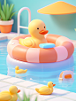 NJ_Swimming_pool_a_yellow_duckling_cute_yellow_body_or_2477c2dc-913d-4d06-b43a-f95d91d59f46