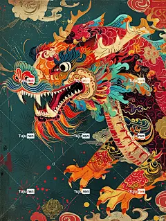 中国龙国潮插画猛龙的气势海报