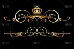 金色的书法元素为您的设计孤立的黑色背景，皇家风格，复古，向量
