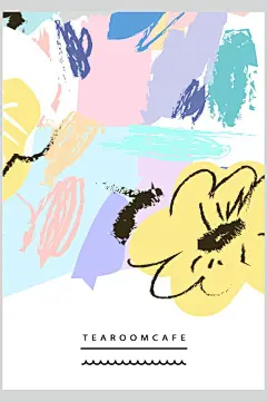 英文字母马蒂斯抽象水彩手绘花卉插画矢量素材-众图网