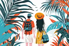 扁平风旅游高清手绘插画