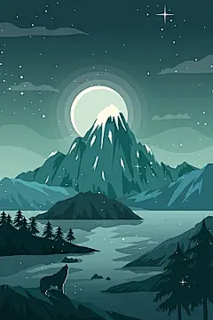 扁平风手绘风景插画模版