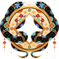 蛇年春节敦煌风插画蛇元素