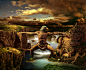 hans peter kolb fantasy landscape eagle bridge