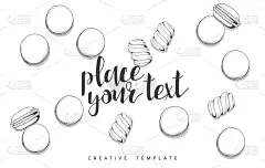 蛋白杏仁饼干、棉花糖、模板