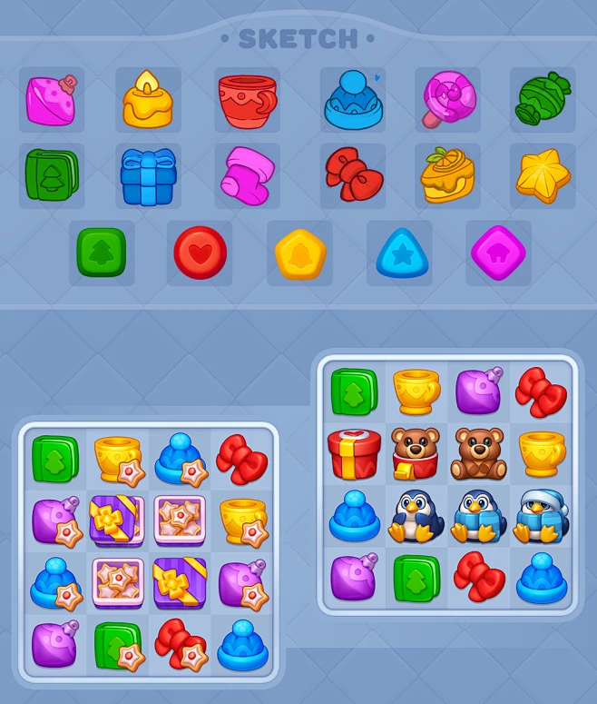 UI/UX ui design user interface match3 game 2D art digital арт game-花瓣网
