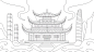岳阳楼国潮插画
