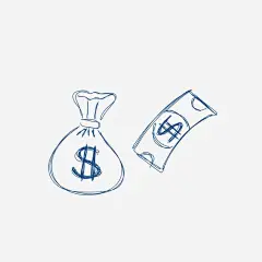 简约线条线描钱币和钱包免抠png素材_新图网ixintu.com