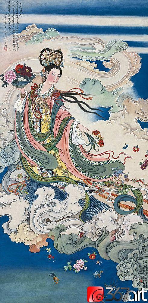 1978年作 天女散花 立轴传统文化(神话故事)雪狐品牌设计同采自367art