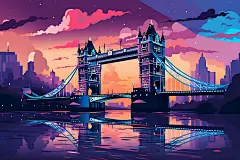 扁平风外国建筑艺术插画