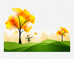 稻草人海报草地素材-秋天素材-秋天背景-秋天海报-秋天banner