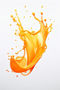 橙子果汁液体飞溅模型元素