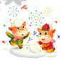 2021喜庆牛年新春玩雪卡通插画