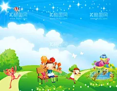 卡通背景  - 源文件下载【酷图网】儿园,幼儿园招生,幼儿园海报,幼儿园广告,幼儿园设计,幼儿园素材,幼儿园单页,幼儿园单张,幼儿园彩页,幼儿园宣传,幼儿园户外,幼儿园模版,幼儿园人物,幼儿园展架,幼儿园卡通,幼儿园传单,幼儿园展板,幼儿园教育,幼儿园幼教,卡通背景,卡通底图,儿童背景,儿童底图,蓝天白云,城堡,彩虹,儿童,云彩