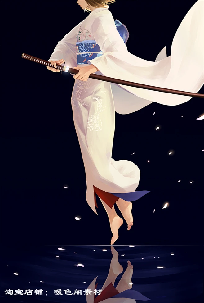 日系动漫武士少女持刀剑酷炫帅气姿态原画插画CG线稿图集图片素材-淘宝网-花瓣网