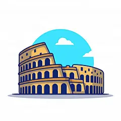 罗马竞技场，意大利景点，卡通矢量图插画矢量图设计素材