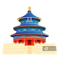 国潮风北京建筑祈年殿矢量插画元素图片素材