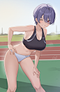 Anime 1171x1800 anime girls artwork Icomochi sportswear short hair big boobs anime panties