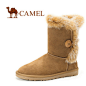 Camel骆驼 真牛皮兔毛雪地靴 2012冬季新款短靴子 1101003-tmall.com天猫