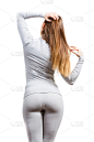 臀部,女人,垂直画幅,紧身裤,棉,白色,运动,背面视角,冬天