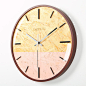 简约风格创意木质静音挂钟 原创肌理纹钟表现代家居时钟彩色壁挂-善木良品