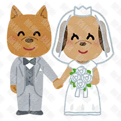 宠物婚礼结婚的小狗狗猫咪小猫手绘卡通插画2手绘png儿童插画免扣素材2