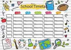 手绘涂鸦文具装饰课程表 创意素材