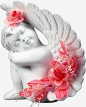 石像高清素材 天使 婴儿 欧美 石像 红花 翅膀 花卉 雕像 免抠png 设计图片 免费下载