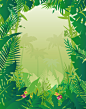 热带雨林树叶边框