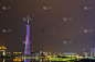 Aerial photo of CBD night scene in Guangzhou, China