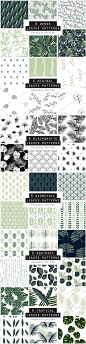 各种不同类型树叶无缝图案纹理 Leaves Seamless Patterns Collection