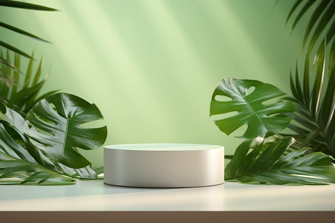 清新绿植主题电商产品展台模型