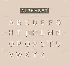 矢量插图的英文手绘三维资本字母与方形边。