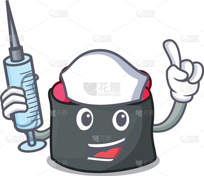 护士鱼卵性格卡通时尚可爱的注射器传统健康保健寿司