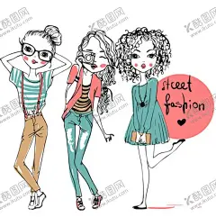 时尚女孩漫画 【酷图网】时尚,卡通,女孩,漫画,手绘物,eps,ai,矢量,高清图片,素材,