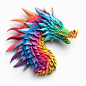 Rainbow dragon portrait paper style Generative AI