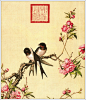清代宫廷画师郎世宁工笔花鸟画 