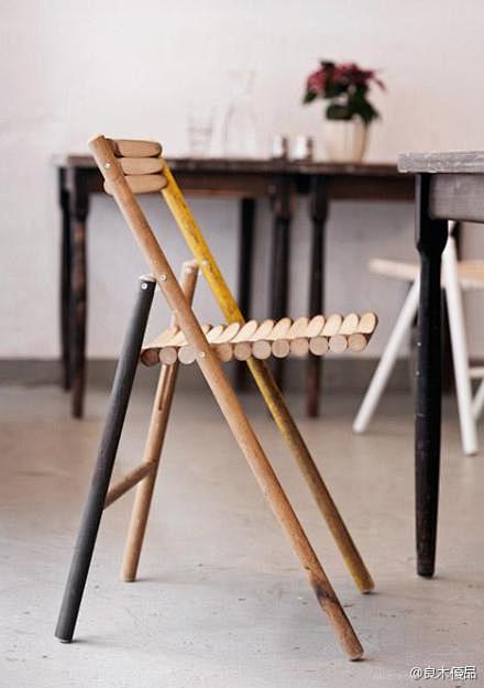 旧木扫帚柄钢椅子-荷兰Reinier d...