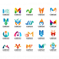 Letter m logo set, business identity icons, abstract letter m logo collection Premium Vector