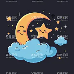 可爱月亮卡通绘画儿童插画  - 源文件下载【酷图网】卡通,月亮,明月,月,月球,星星,星球,亮晶晶,闪闪发光,免抠素材,矢量,简笔画,儿童画,儿童插画,插画,蜡笔画,logo,图标